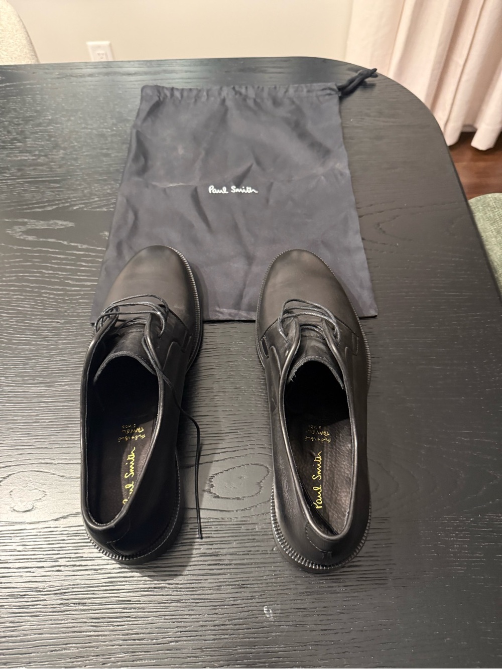 Paul Smith Black Leather Derby Shoes with Branded Dust Bag